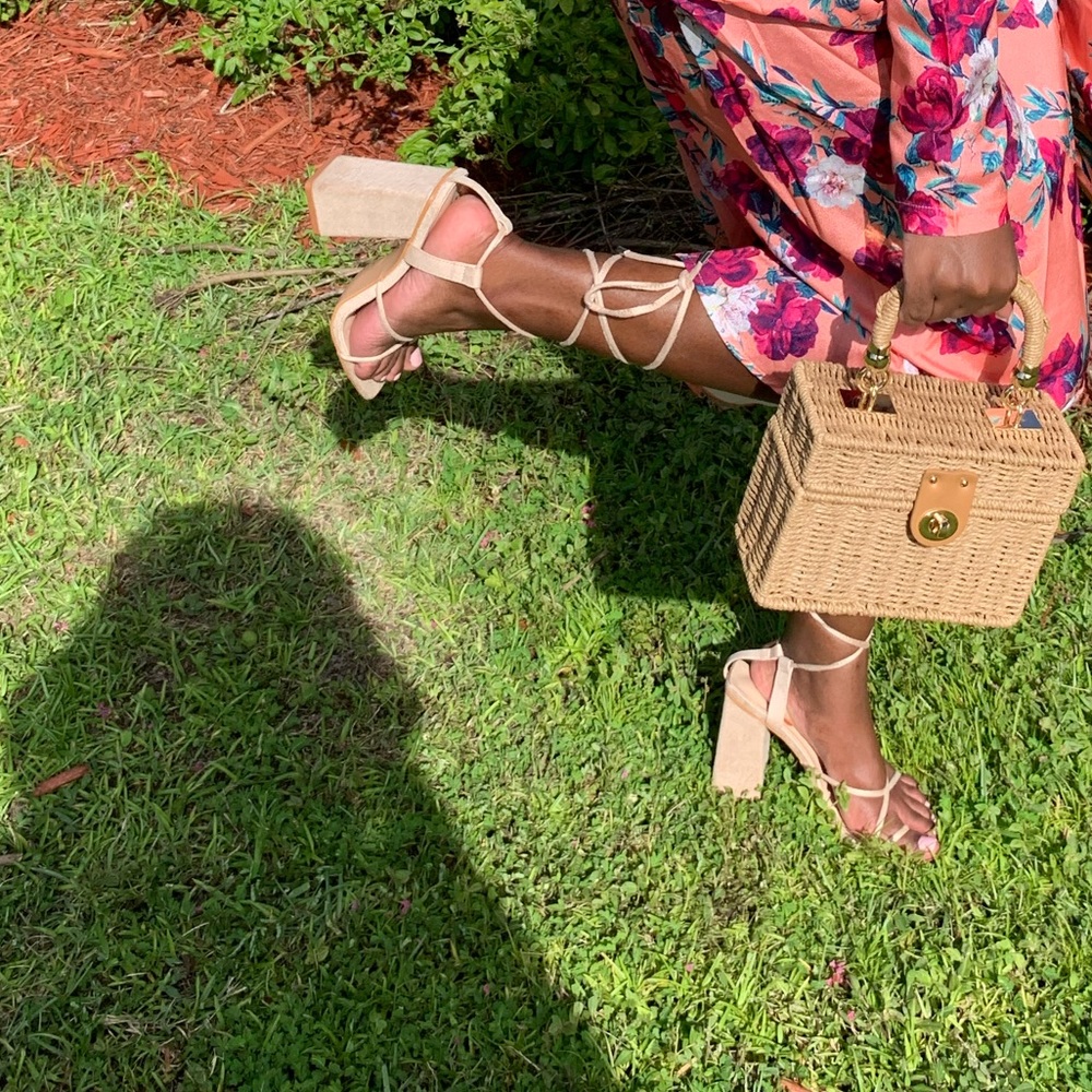Prettylittlething lace up heels size 5